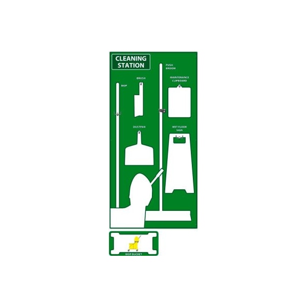 Nmc National Marker Cleaning Station Shadow Board, Green/White, 72 X 36, Industrial Grade Aluminum SB145AL - main
